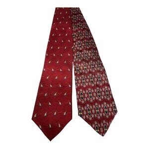 Bill Blass Mens Lot of 2 Formal Silk Neckties~56"L x 4"W~Red Preppy 90s L1 30